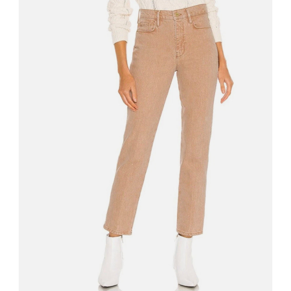 Frame Women Denim Le Sylvie Slender Straight Jeans in Sand Sz 29 High Waist